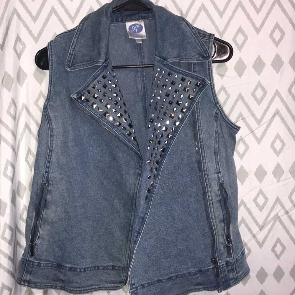 Studded Blue Jean Diane Gilman Sleeveless Vest